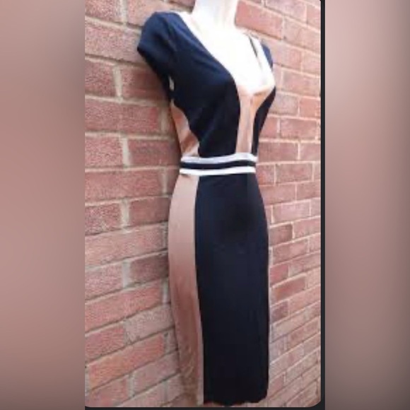 H&M black and beige bodycon dress size large - Picture 8 of 12